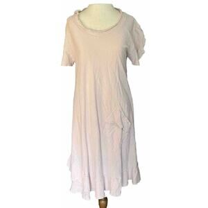 Oh My Gauze Dress‎ Women’s Sz 1 (S-M) Light Pink Flowy Short Sleeve Slit Sleeve